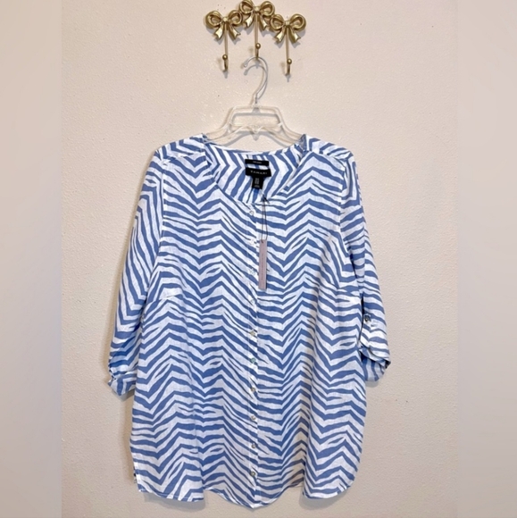 Blue and White Zebra Print Women's Top - Picture 6 of 6